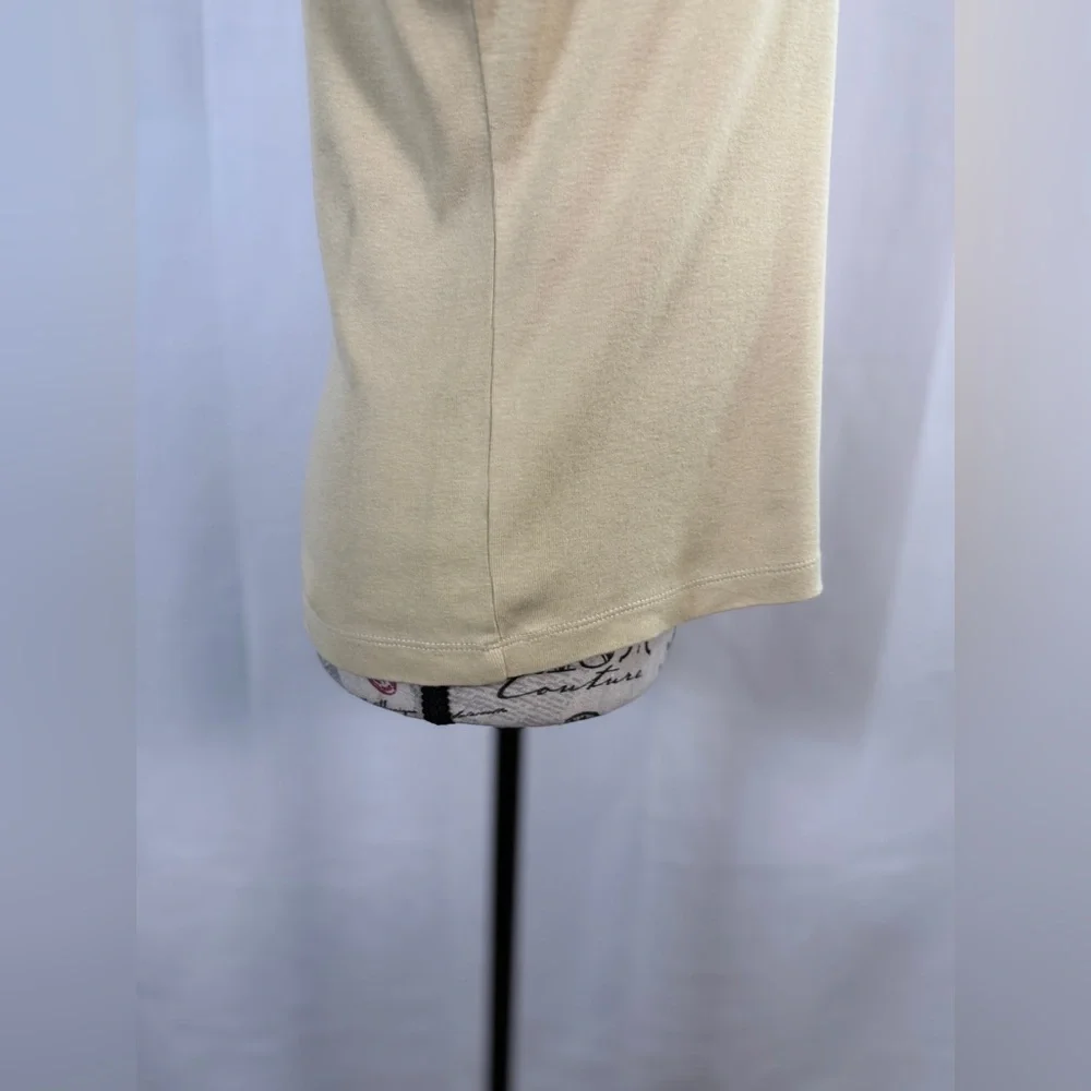 Nine West Cream Top W/ Brown Embroidered Neckline  Detailing Size M